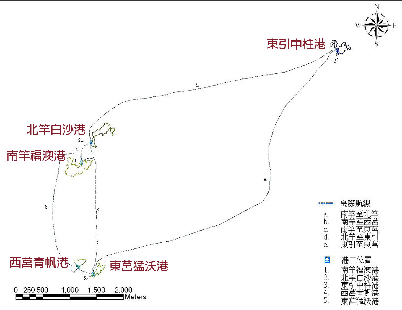 連江縣港口-島際交通示意圖